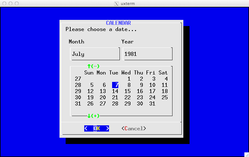 Example of Calendar widget