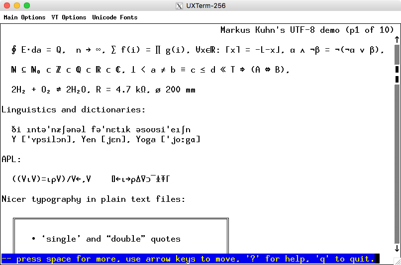 lynx – UTF-8 demo using ncurses
